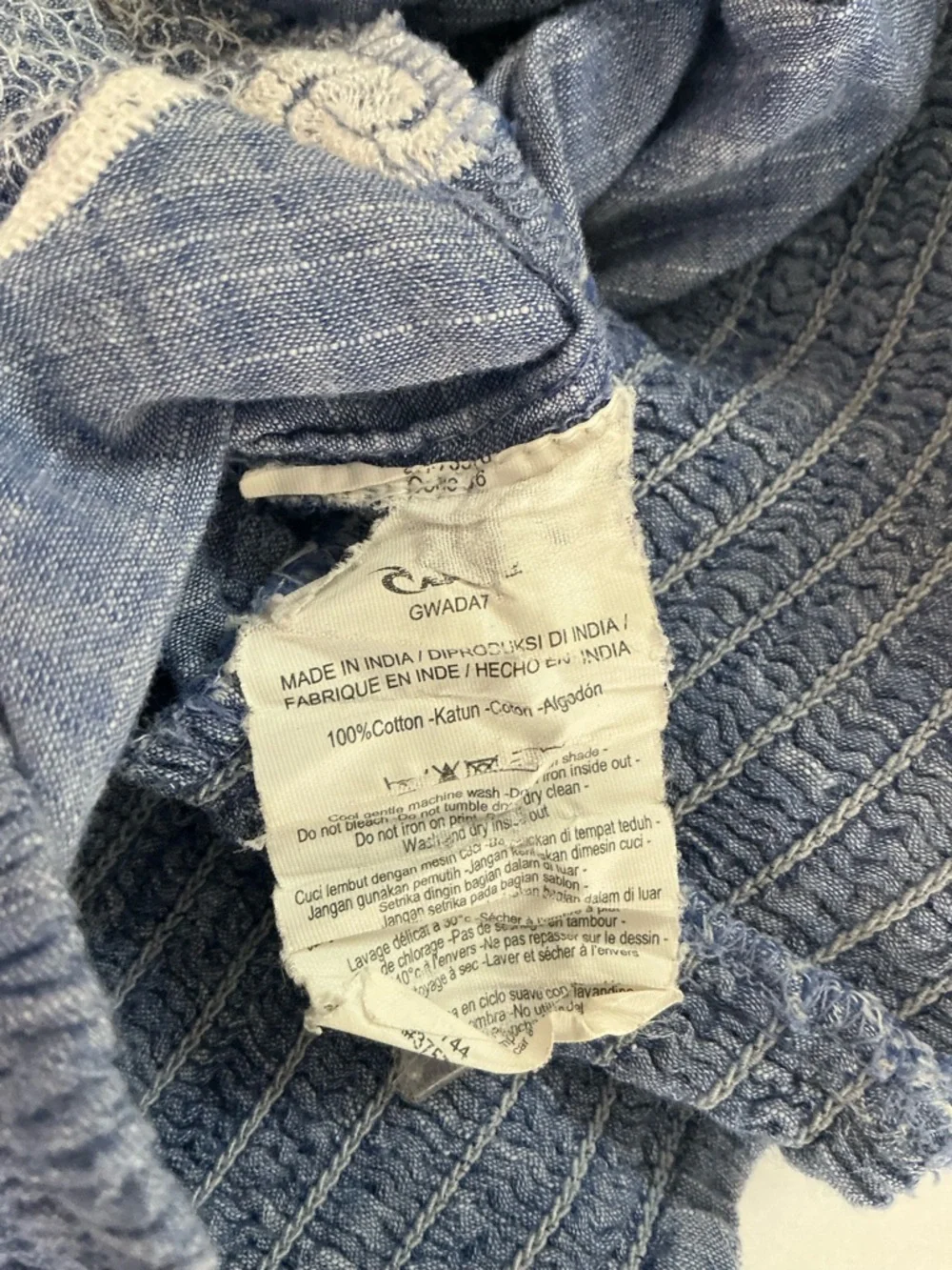 Rip Curl High-Waist Chambray Shorts with White Lace Trim